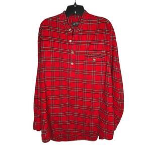 Lee Valley Ireland Red Plaid Pullover Long Sleeve Cotton Flannel Sleep Top Large